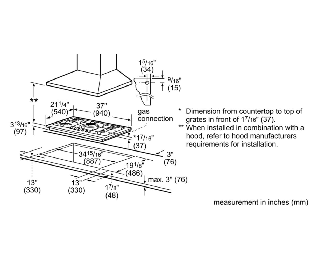 Bosch 800 Series 36" Gas Cooktop with 5 Burners with Automatic